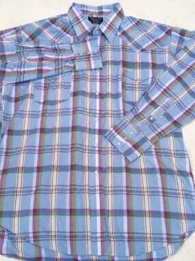 Vintage Flying R Ranchwear Shirt Mens 18/34 Western Plaid Ruddock Pearl Snap
